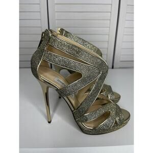 Jimmy Choo Metallic 
Lame Glitter Collar Sandals Gold Size 38